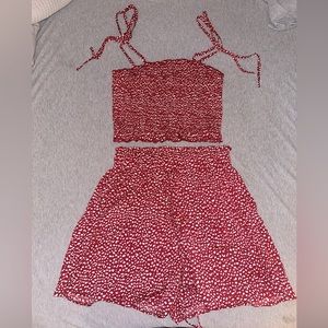 SHEIN 2 piece red and white outfit